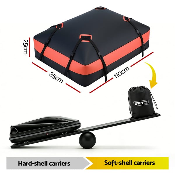 Giantz 15 Cubic Feet Waterproof Roof Top Cargo Bag Universal Car Roof Luggage Carrier - Image 4