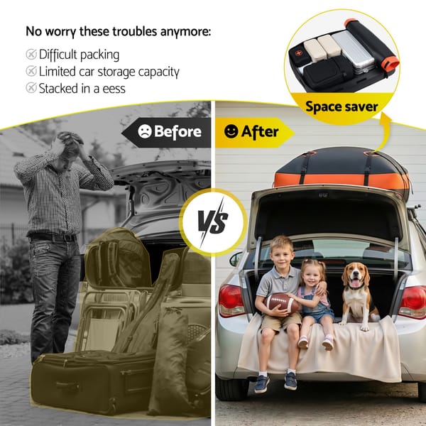 Giantz 15 Cubic Feet Waterproof Roof Top Cargo Bag Universal Car Roof Luggage Carrier - Image 7
