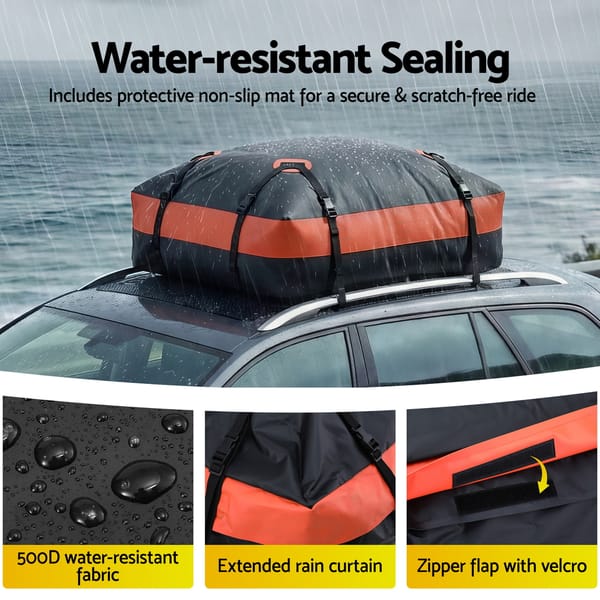 Giantz 15 Cubic Feet Waterproof Roof Top Cargo Bag Universal Car Roof Luggage Carrier - Image 6