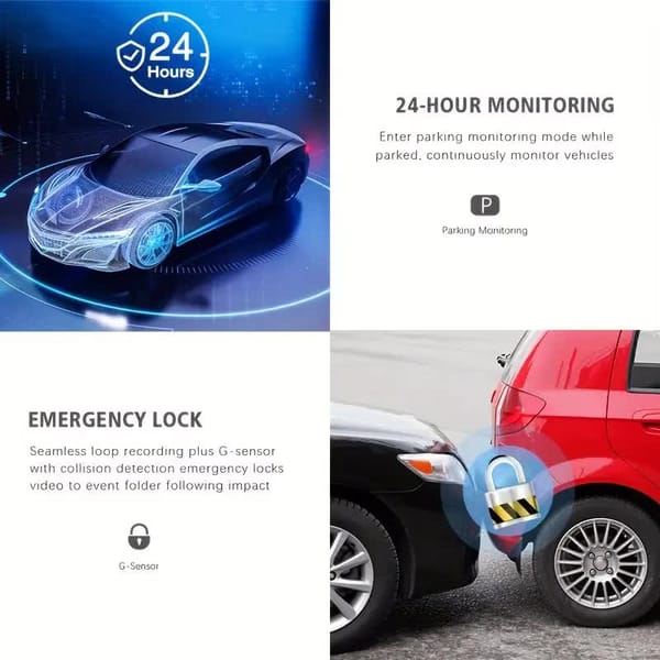 Dual Lens Dash Camera 1080P Front & 720P Interior Recording with Night Vision - Image 3