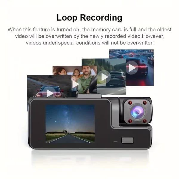 Dual Lens Dash Camera 1080P Front & 720P Interior Recording with Night Vision - Image 8