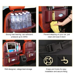 Car Back Seat Organizer with Foldable Table Tray – Universal Rear Seat Storage Bag, Multi-Pocket Holder for Tablet, Drinks & Essentials (Red)