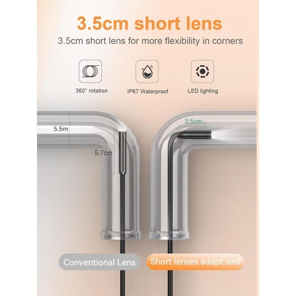 1080P HD Endoscope Camera 5M Waterproof Inspection Camera with 2.4" IPS Screen - Image 4
