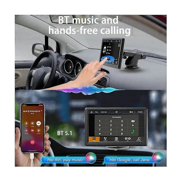 7 Inch Portable Wireless CarPlay Android Auto Car Stereo Touch Screen Bluetooth USB Backup Camera Display - Image 2