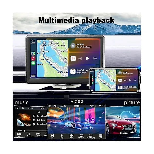 7 Inch Portable Wireless CarPlay Android Auto Car Stereo Touch Screen Bluetooth USB Backup Camera Display - Image 3