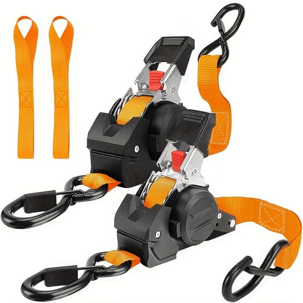 Heavy-Duty Automatic Ratchet Tie Down Strap with Durable Yellow Webbing, Ideal for Vehicle Recovery, Cargo Securing, Transport and Trailer Load Restraint - Image 5
