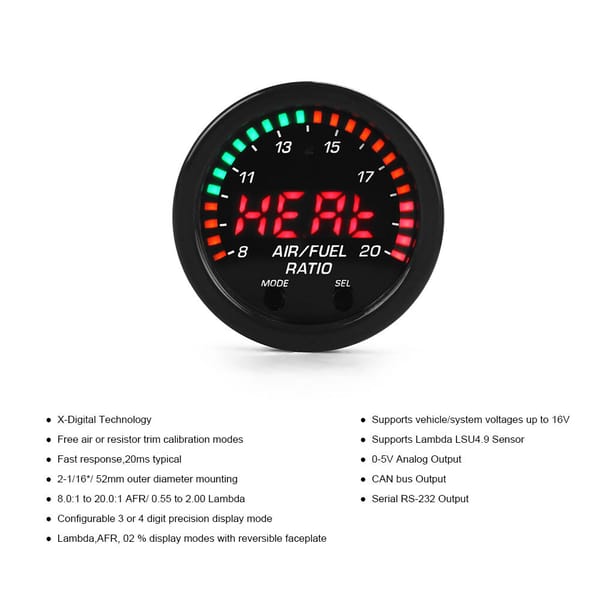 Wideband Air Fuel Ratio Gauge AFR O2 UEGO X-Series 30-0300 52mm 2-1/16" - Image 2