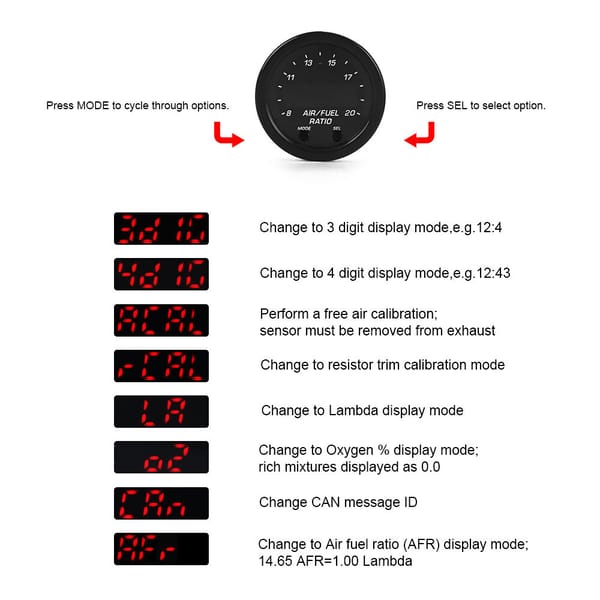 Wideband Air Fuel Ratio Gauge AFR O2 UEGO X-Series 30-0300 52mm 2-1/16" - Image 7