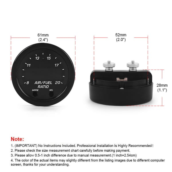 Wideband Air Fuel Ratio Gauge AFR O2 UEGO X-Series 30-0300 52mm 2-1/16" - Image 5
