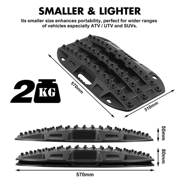X-BULL Mini Recovery Tracks 4WD 4x4 Off Road Traction Boards Sand Mud Snow Black Pair - Image 2