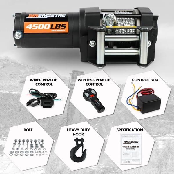 4500LB 12V Electric Winch Steel Cable Recovery Winch with Remote for ATV UTV Trailer - Image 9