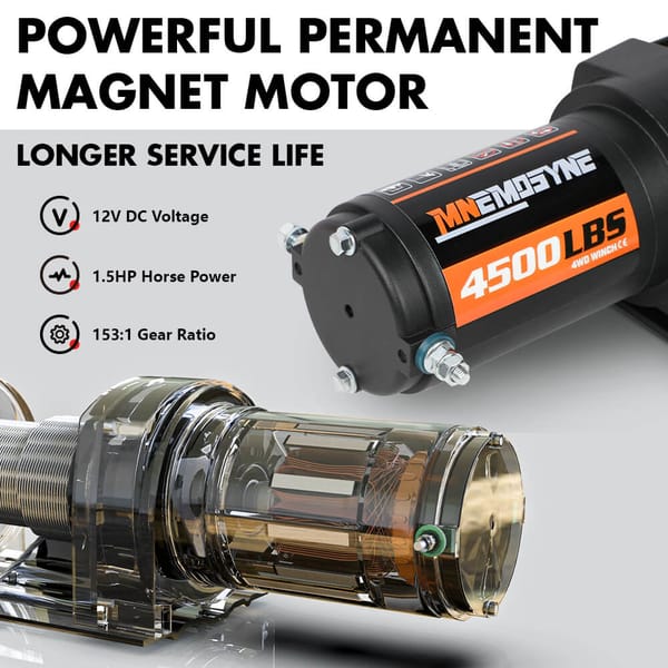 4500LB 12V Electric Winch Steel Cable Recovery Winch with Remote for ATV UTV Trailer - Image 8