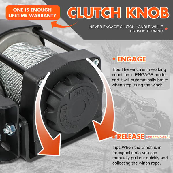 4500LB 12V Electric Winch Steel Cable Recovery Winch with Remote for ATV UTV Trailer - Image 7