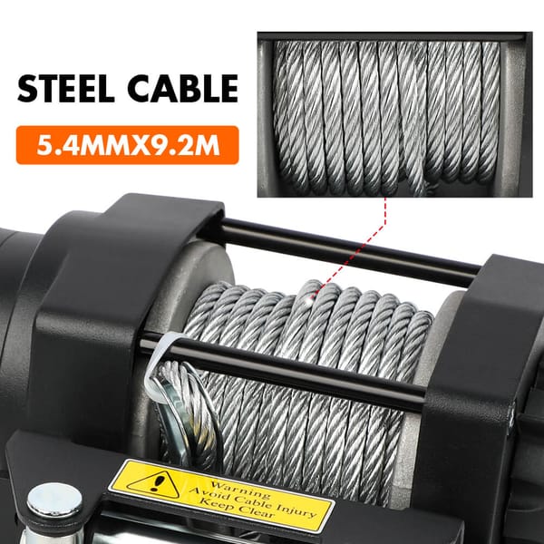 4500LB 12V Electric Winch Steel Cable Recovery Winch with Remote for ATV UTV Trailer - Image 3