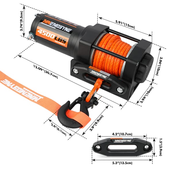 4500LB 12V Electric Winch Synthetic Rope Recovery Winch with Wireless Remote for ATV UTV 4WD - Image 7