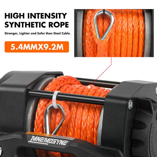 4500LB 12V Electric Winch Synthetic Rope Recovery Winch with Wireless Remote for ATV UTV 4WD - Image 3