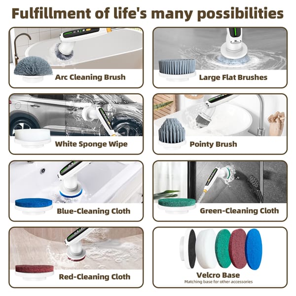 Cordless Electric Spin Cleaning Brush Rechargeable Smart Sensor Scrubber Black - Image 4