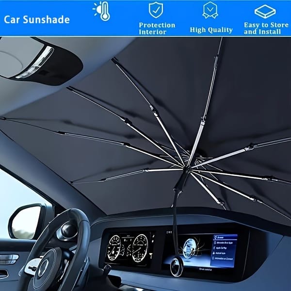 Car Windshield Sun Shade UV Protector Foldable Heat Blocker Front Windscreen Sunshade - Image 2