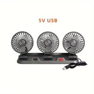 3 Head Car Cooling Fan 360° Adjustable Dual Headrest Air Circulation Fan 12V
