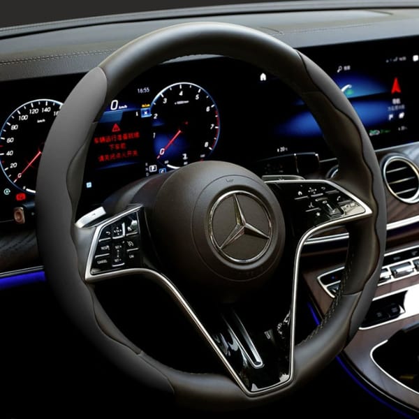 2 Pack Faux Leather Steering Wheel Cover Anti Slip Breathable Grip Protector Black - Image 5