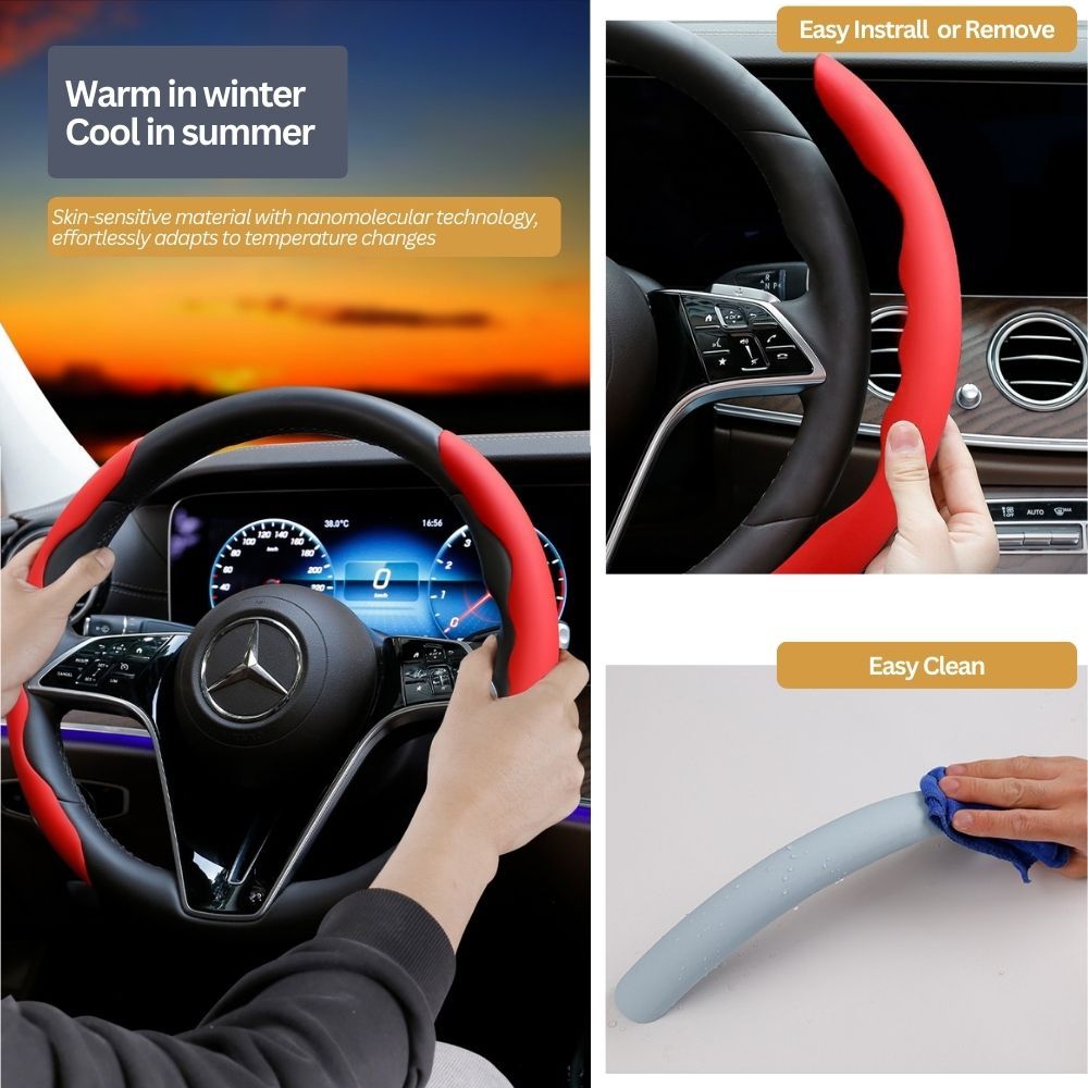 2 Pack Faux Leather Steering Wheel Cover Anti Slip Breathable Grip Protector Black