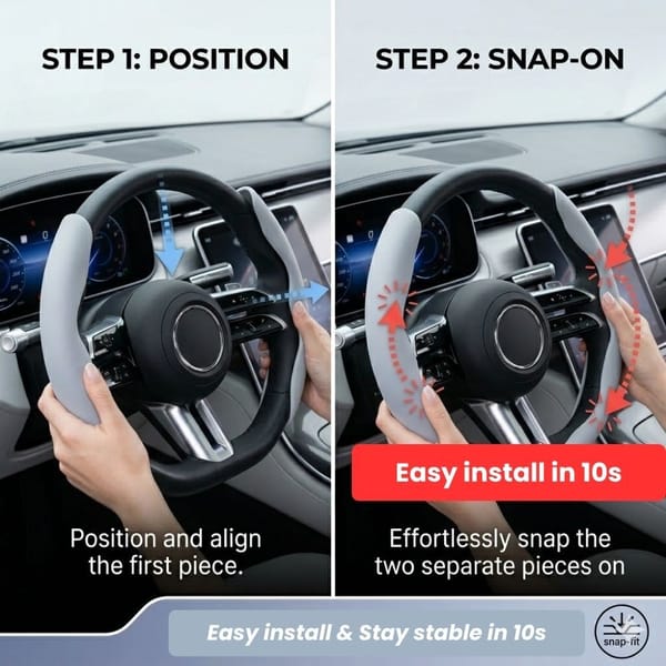 2 Pack Faux Leather Steering Wheel Cover Anti Slip Breathable Grip Protector Black - Image 3