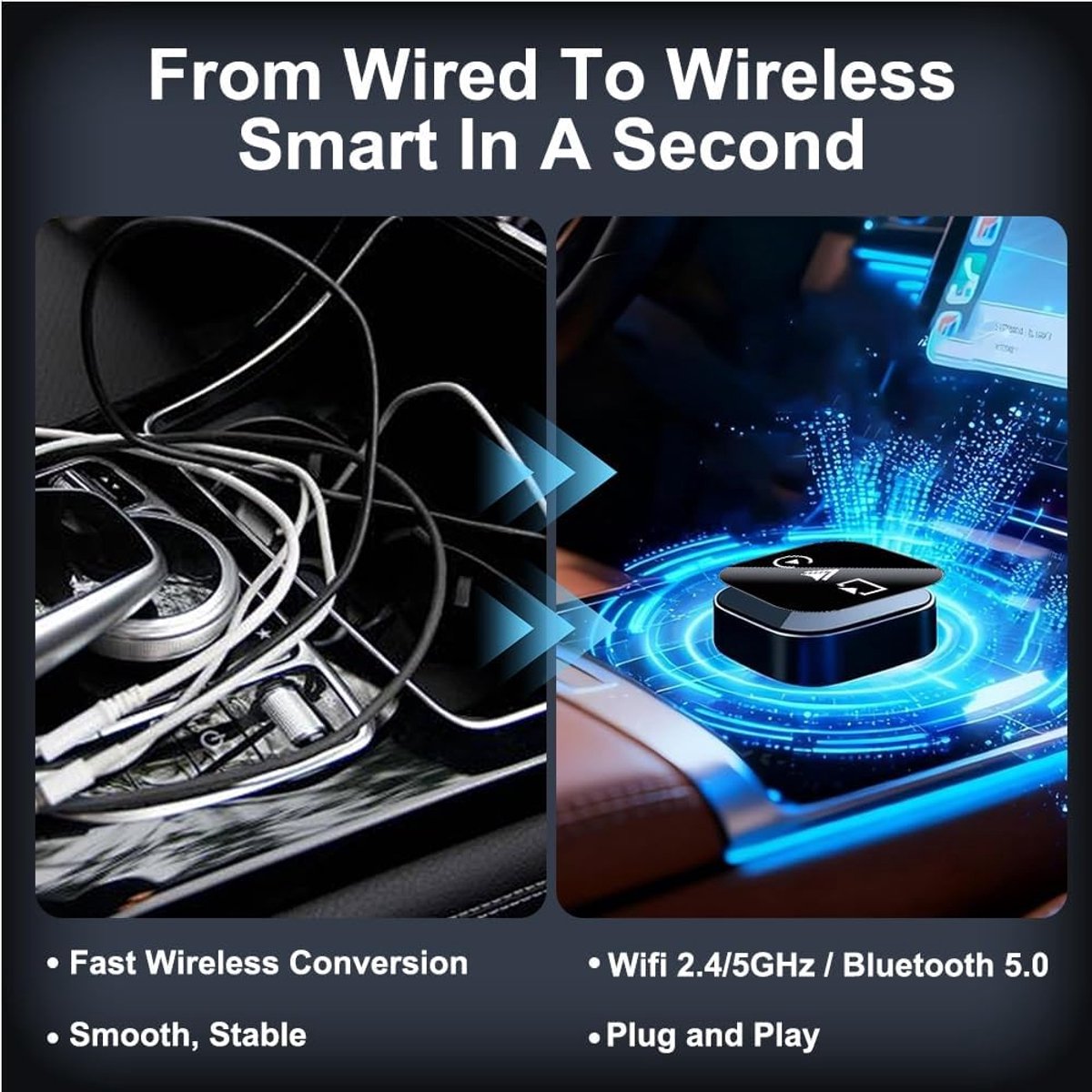 3-in-1 Wireless CarPlay & Android Auto Adapter with Mirror Link WiFi Bluetooth 5.0