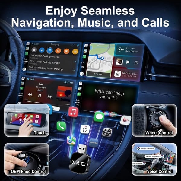3-in-1 Wireless CarPlay & Android Auto Adapter with Mirror Link WiFi Bluetooth 5.0 - Image 4