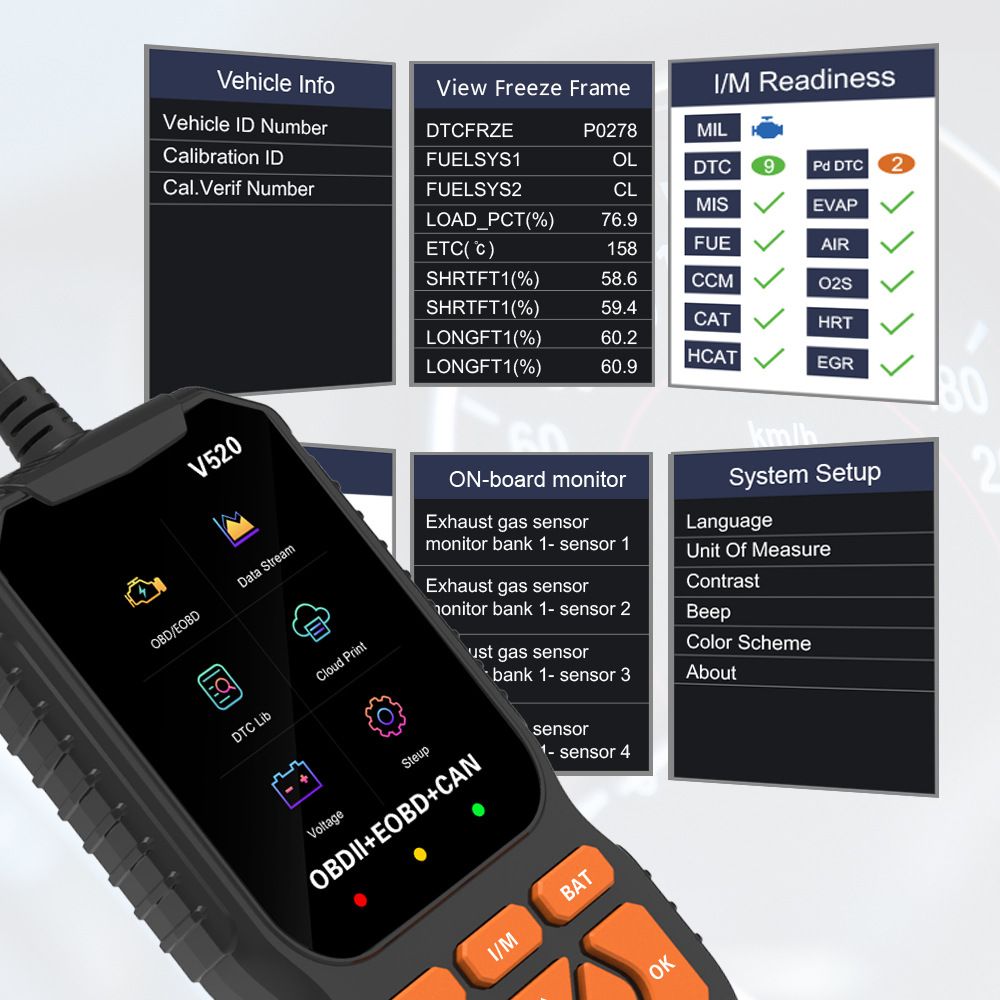 V520 OBD2 Car Scanner Diagnostic Tool OBDII EOBD Engine Fault Code Reader