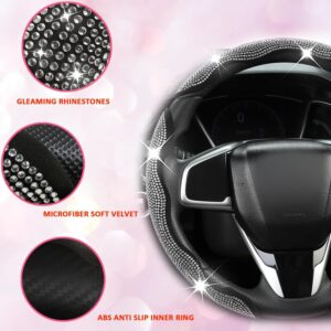 Crystal Rhinestone Steering Wheel Cover 3 Piece Universal Bling Car Wheel Cover Black