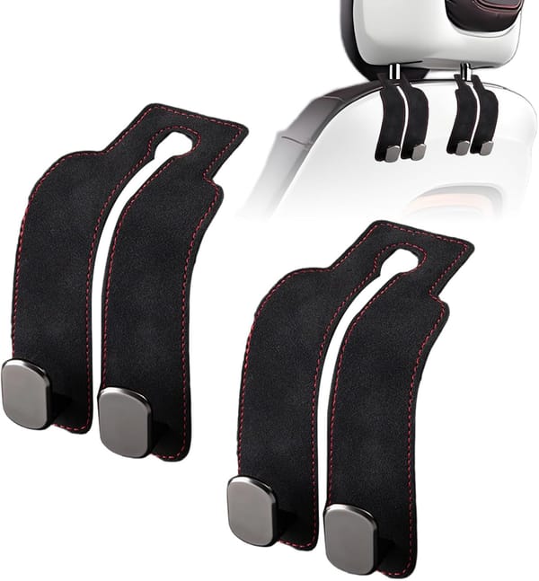 2 Pack Car Headrest Hooks Heavy Duty Seat Back Organiser Purse Bag Grocery Holder Black - Image 3