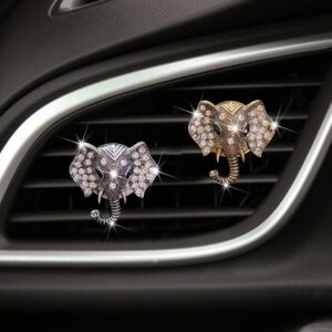 Crystal Elephant Car Air Vent Clip Rhinestone Air Freshener Holder Dashboard Decor
