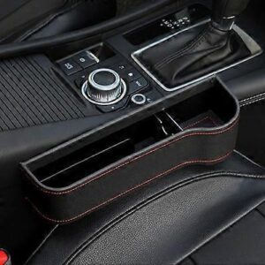 2 Pack Car Seat Gap Organiser PU Leather Front Seat Storage Box Pocket Black