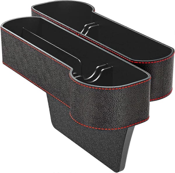 2 Pack Car Seat Gap Organiser PU Leather Front Seat Storage Box Pocket Black - Image 4