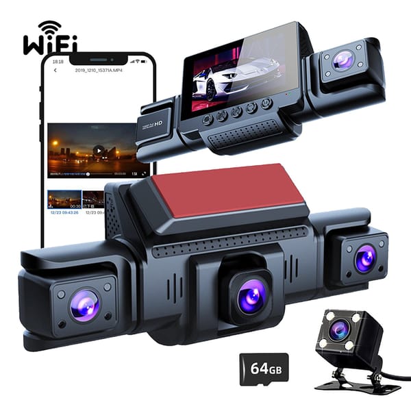 4 Channel 5G WiFi Dash Cam FHD 1080P 170° Wide Angle Car DVR with 64GB SD Card - Image 2