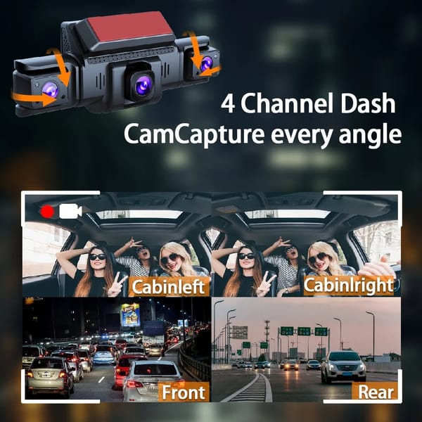 4 Channel 5G WiFi Dash Cam FHD 1080P 170° Wide Angle Car DVR with 64GB SD Card - Image 9