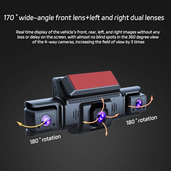 4 Channel 5G WiFi Dash Cam FHD 1080P 170° Wide Angle Car DVR with 64GB SD Card - Image 3