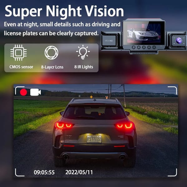 4 Channel 5G WiFi Dash Cam FHD 1080P 170° Wide Angle Car DVR with 64GB SD Card - Image 6