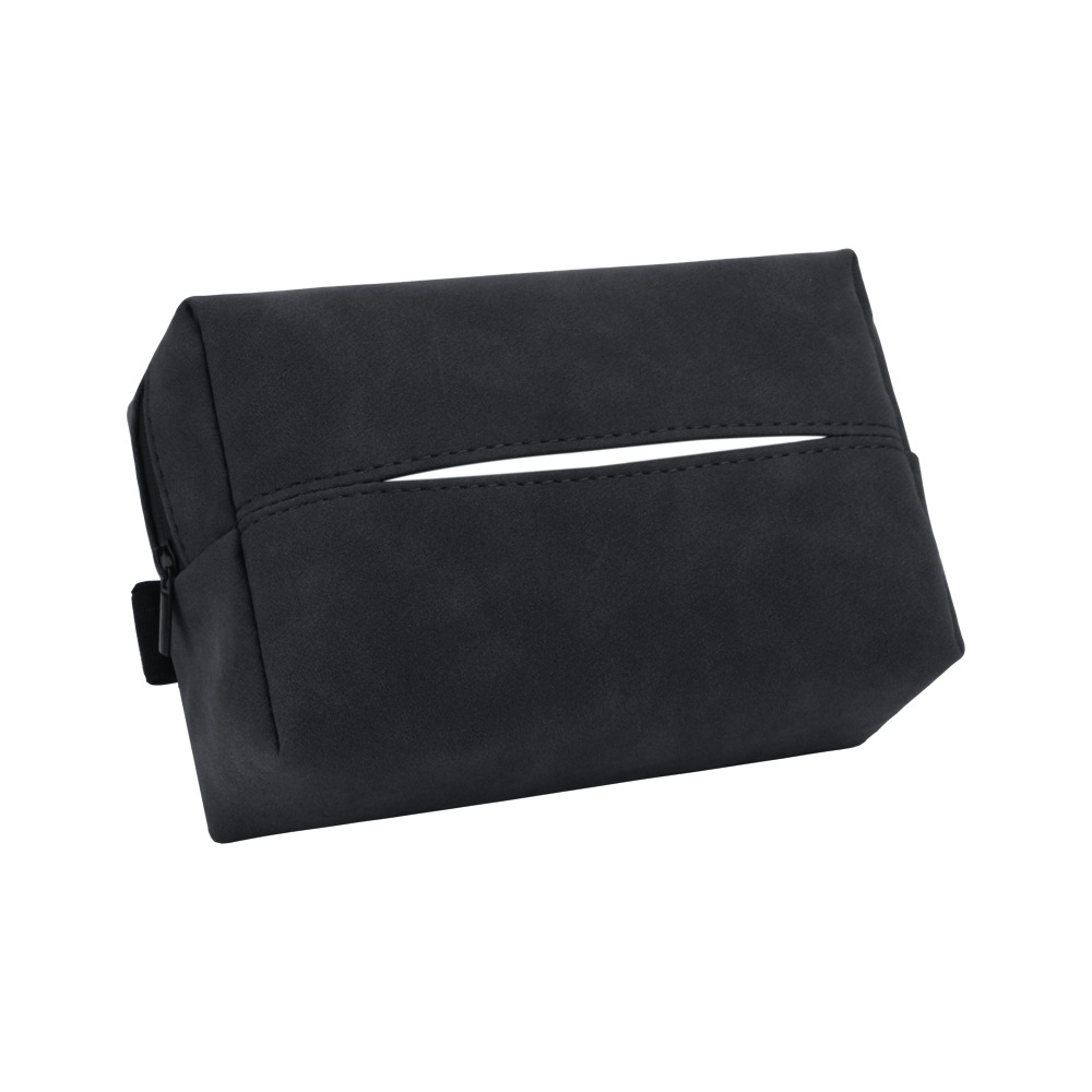 2 Pack Car Tissue Holder Faux Suede Sun Visor Seat Back Armrest Tissue Box Black