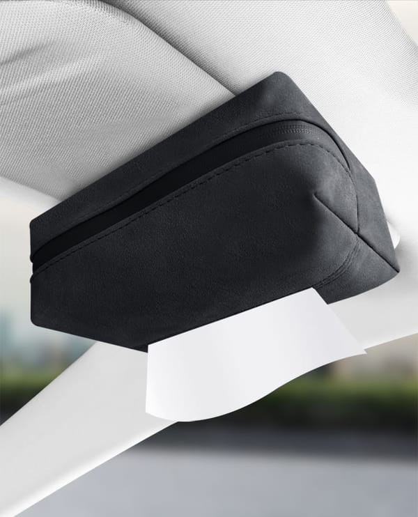 2 Pack Car Tissue Holder Faux Suede Sun Visor Seat Back Armrest Tissue Box Black - Image 3