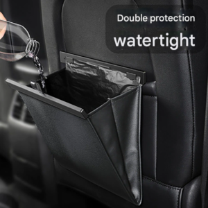 Large Car Trash Bin Waterproof PU Leather Foldable Hanging Back Seat Organiser