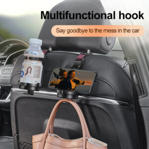 3 in 1 Car Headrest Organiser Hook Phone Holder Storage Hanger Beige