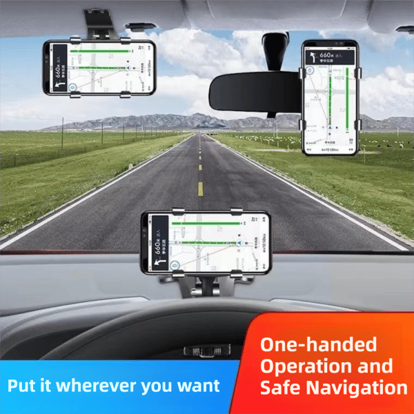 2 Pack 360° Rotating Car Phone Holder Universal Dashboard Rearview Mirror & Sun Visor Mount - Image 4