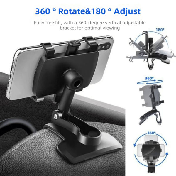 2 Pack 360° Rotating Car Phone Holder Universal Dashboard Rearview Mirror & Sun Visor Mount - Image 3