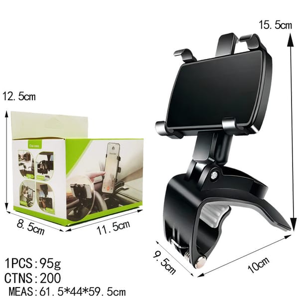 2 Pack 360° Rotating Car Phone Holder Universal Dashboard Rearview Mirror & Sun Visor Mount - Image 2