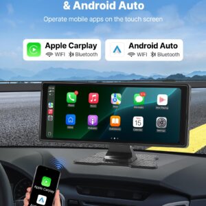 10.1" Car Stereo Apple CarPlay & Android Auto Touchscreen with Front & Rear Camera