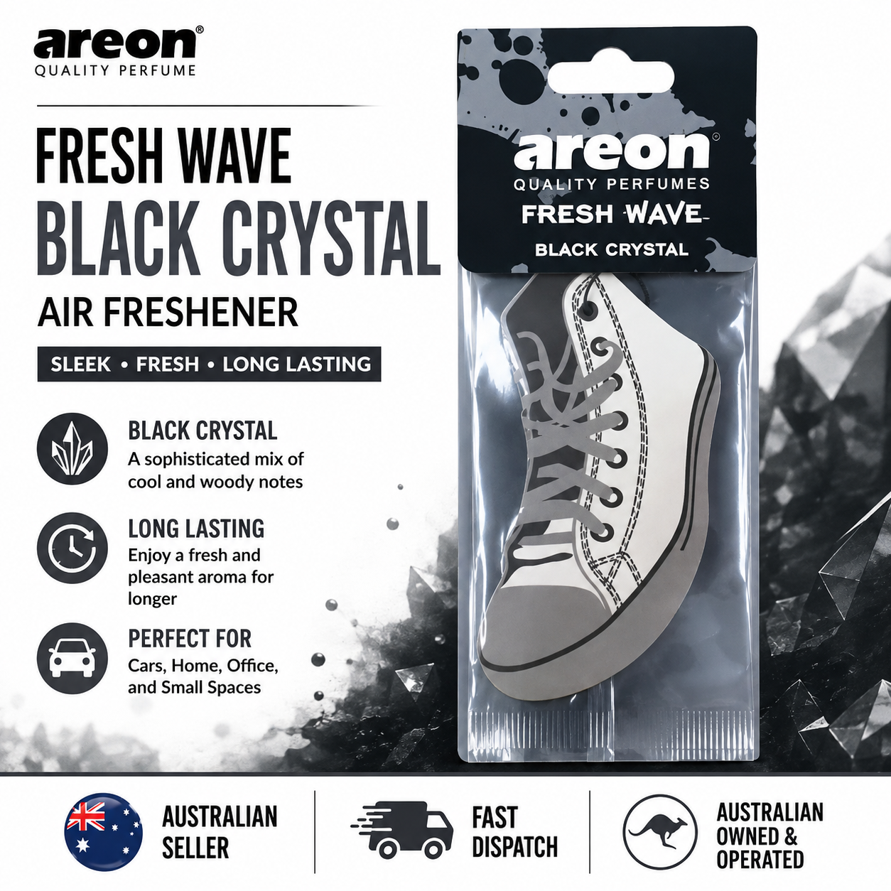 AREON Premium Car Air Freshener | Bubblegum, Coconut, Strawberry, Vanilla & Black Crystal | Multiple Packs - Image 6