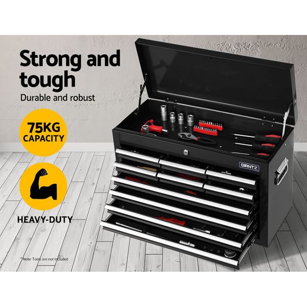 Giantz 10 Drawer Rolling Tool Chest & Cabinet Garage Workshop Storage Black - Image 6