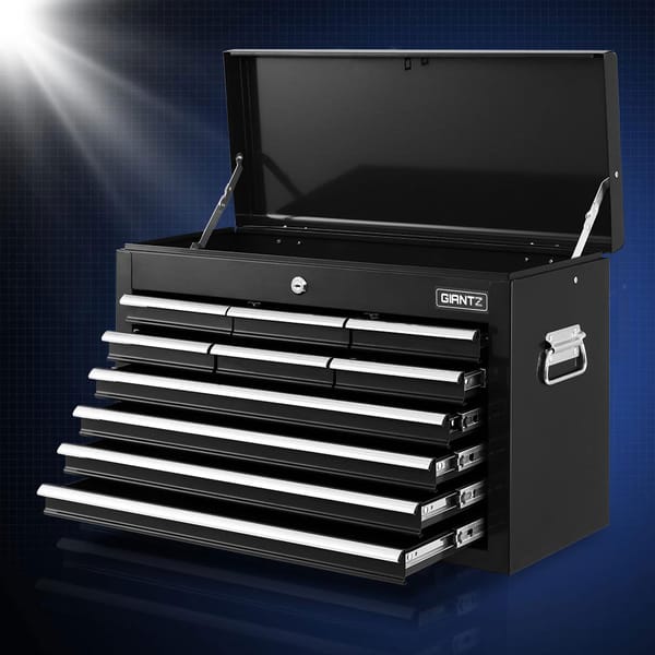 Giantz 10 Drawer Rolling Tool Chest & Cabinet Garage Workshop Storage Black - Image 3