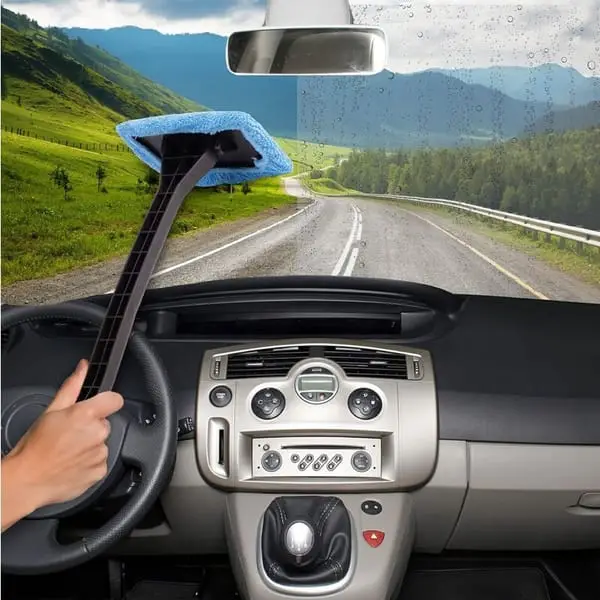 2 Pack Car Windscreen Cleaner Long Handle Microfibre Glass Cleaning Tool